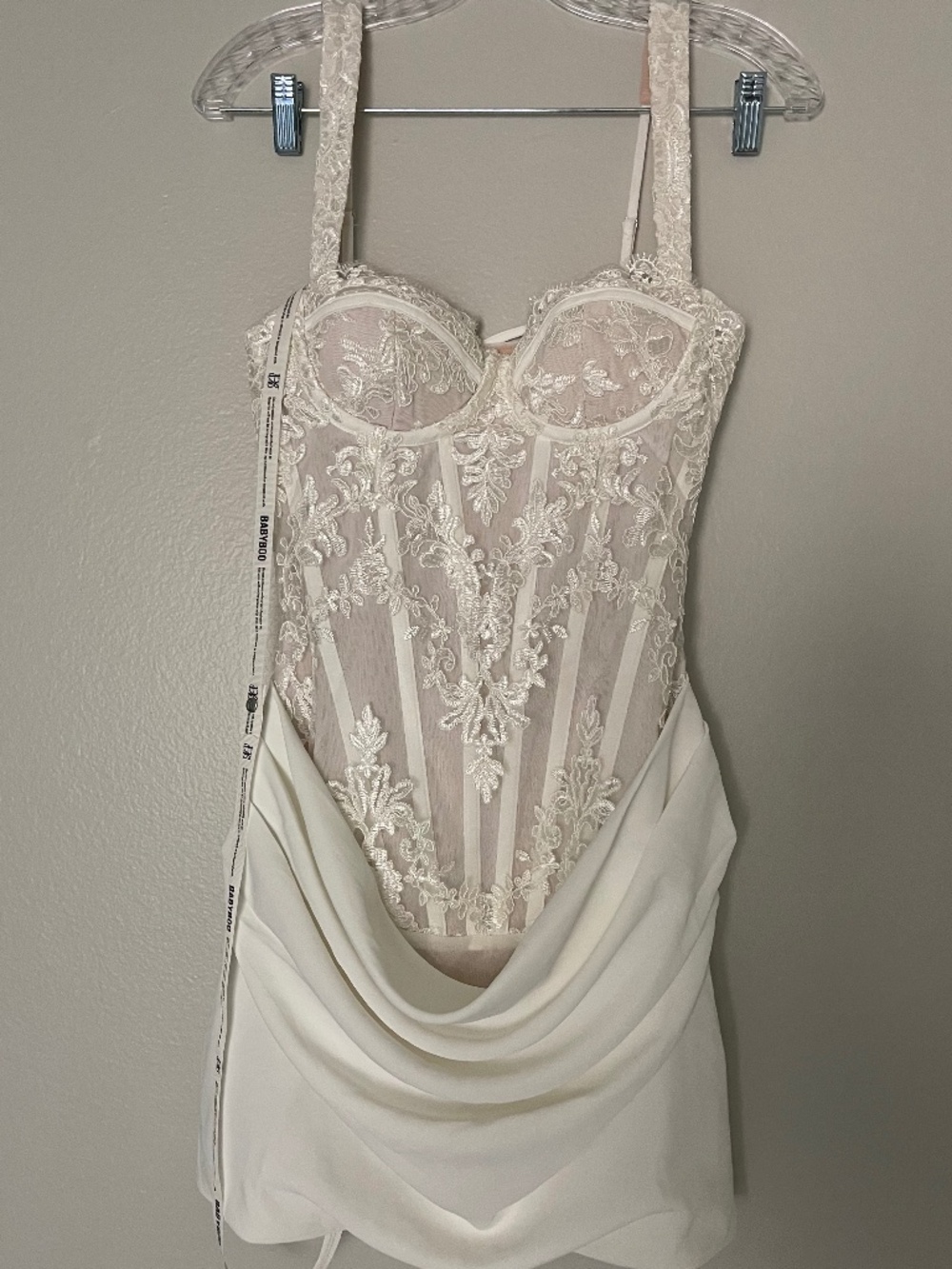 BABYBOO Nerina Mini Dress Ivory Lace Corset Bridal Bachelorette